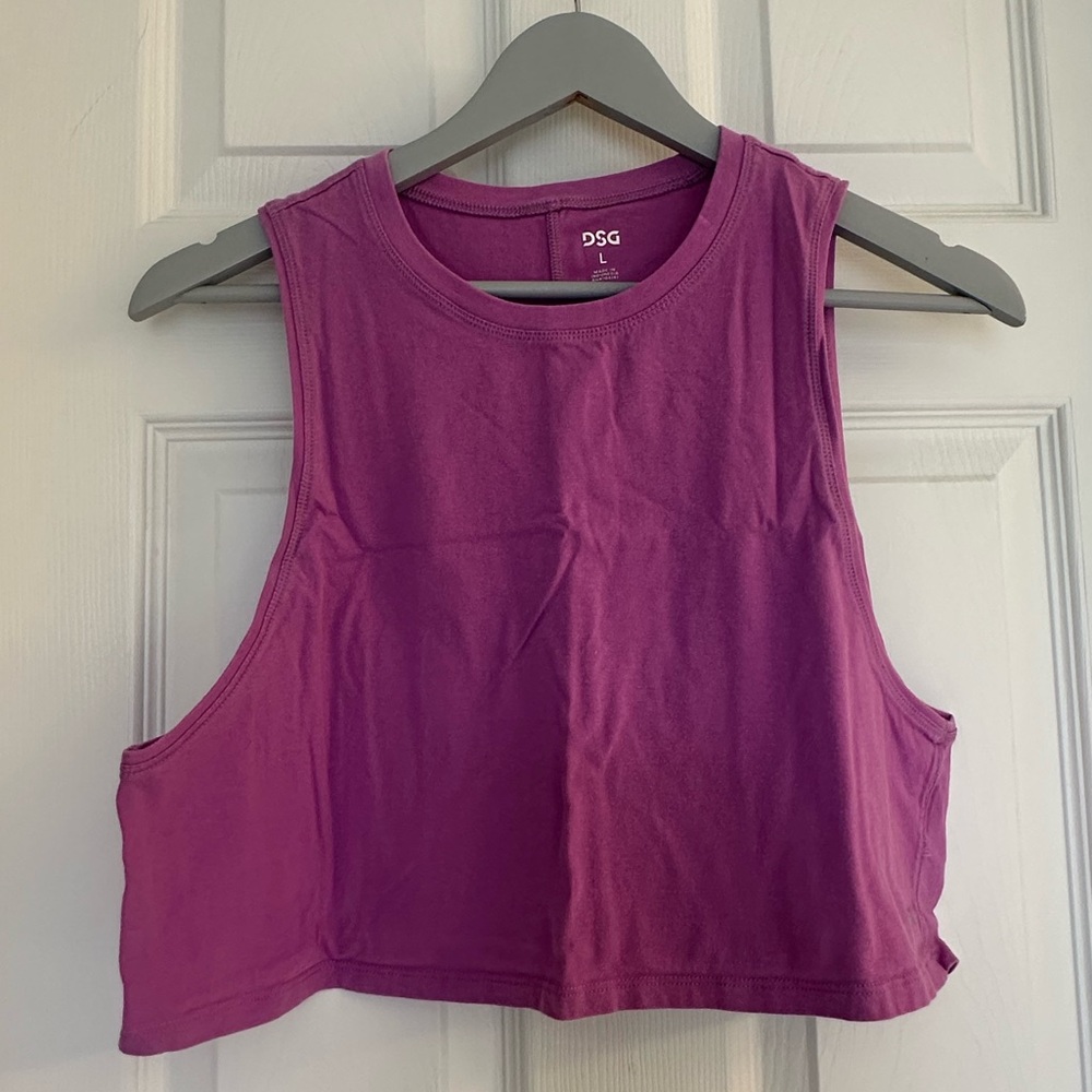DSG Purple Cropped Muscle Tank Top Size Large | Athletic Crop Workout Top